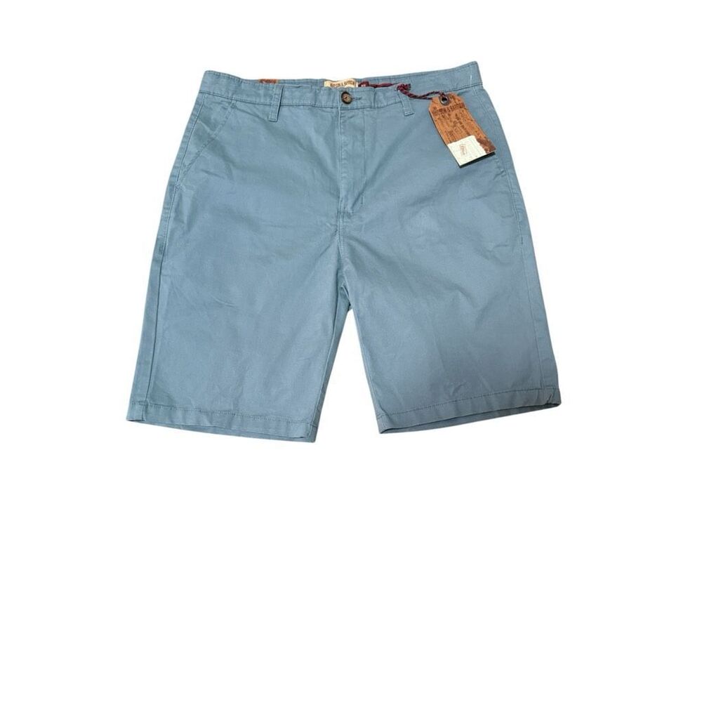 Hudson & Barrow Men’s Flat Front Dusty Blue Chino Casual Shorts Size 34